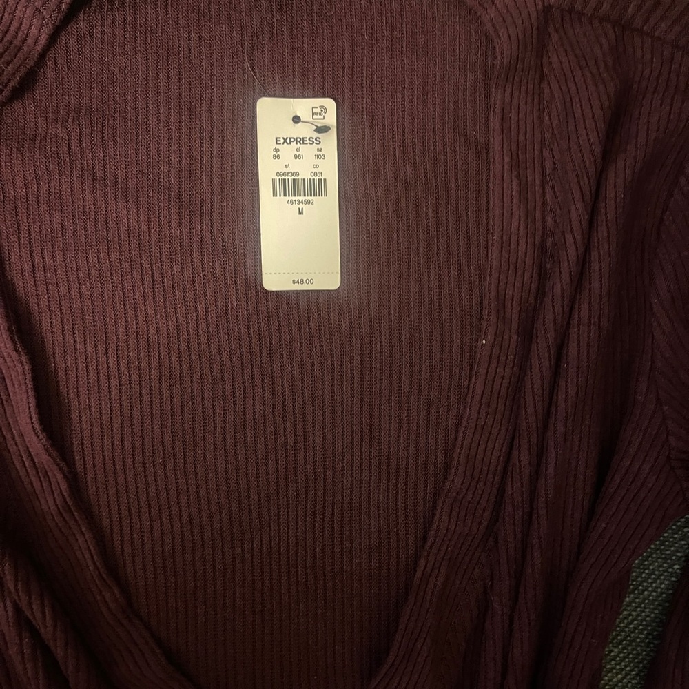 Express Deep Burgundy Ribbed Cardigan - Picture 3 of 4
